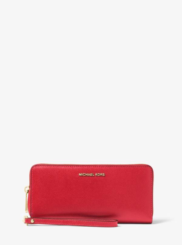 Damske Penazenky Michael Kors Leather Continental Wristlet Červené - Doplnky Michael Kors Slevy | GVTWS-2671